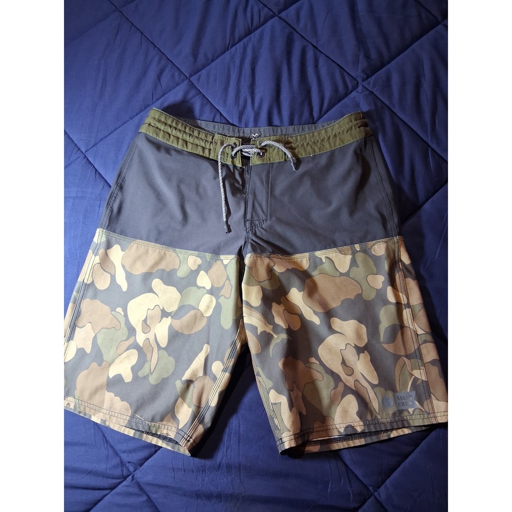 Salty Crew Mens Current Camo S Board Shorts Charcoal Green Camouflage Size 32